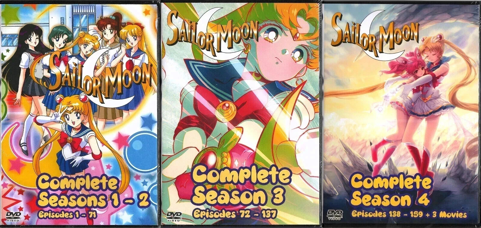 Sailor Moon Complete DIC 90’s English Dub 1 – 159 + 3 Movies + four Seasons DVD