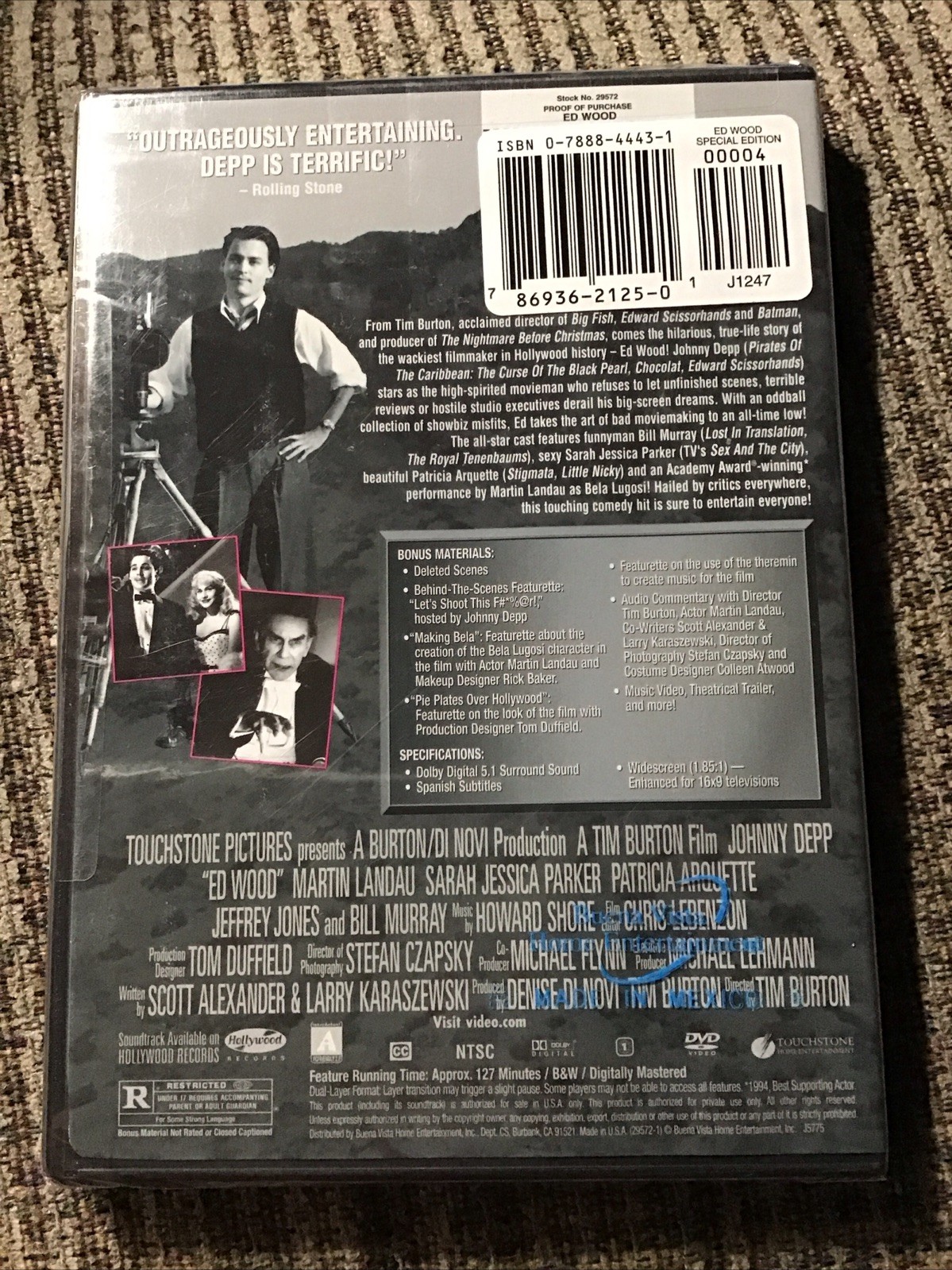 ED WOOD 1994 BRAND NEW OOP DVD TOUCHSTONE PRINT JOHNNY DEPP MARTIN LANDAU