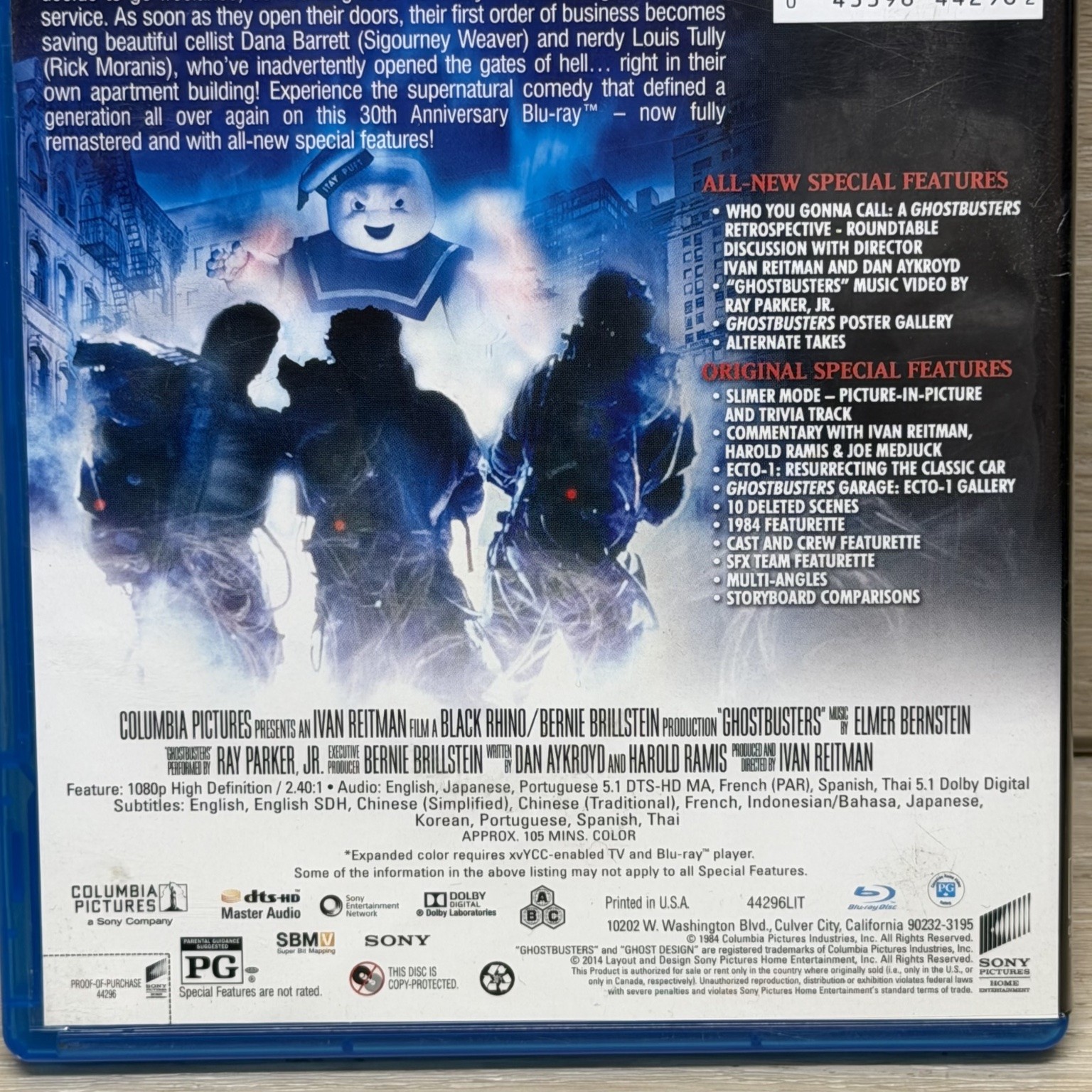 Ghostbusters Blu-ray 2014 30th Anniversary Bill Murray Ivan Reitman 4K Remaster