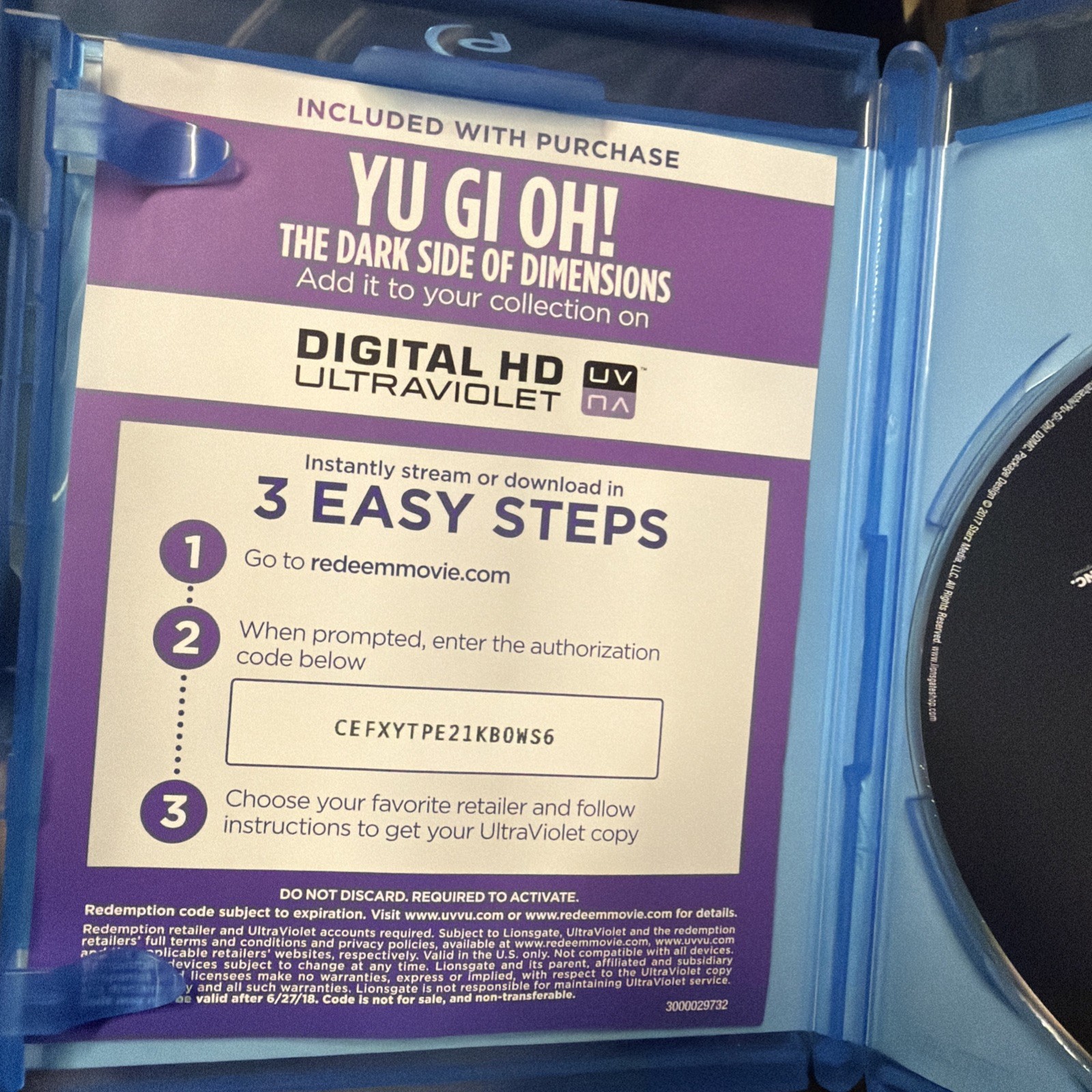 Yu-Gi-Oh! The Dark Side of Dimensions Movie Blu-Ray, no digital
