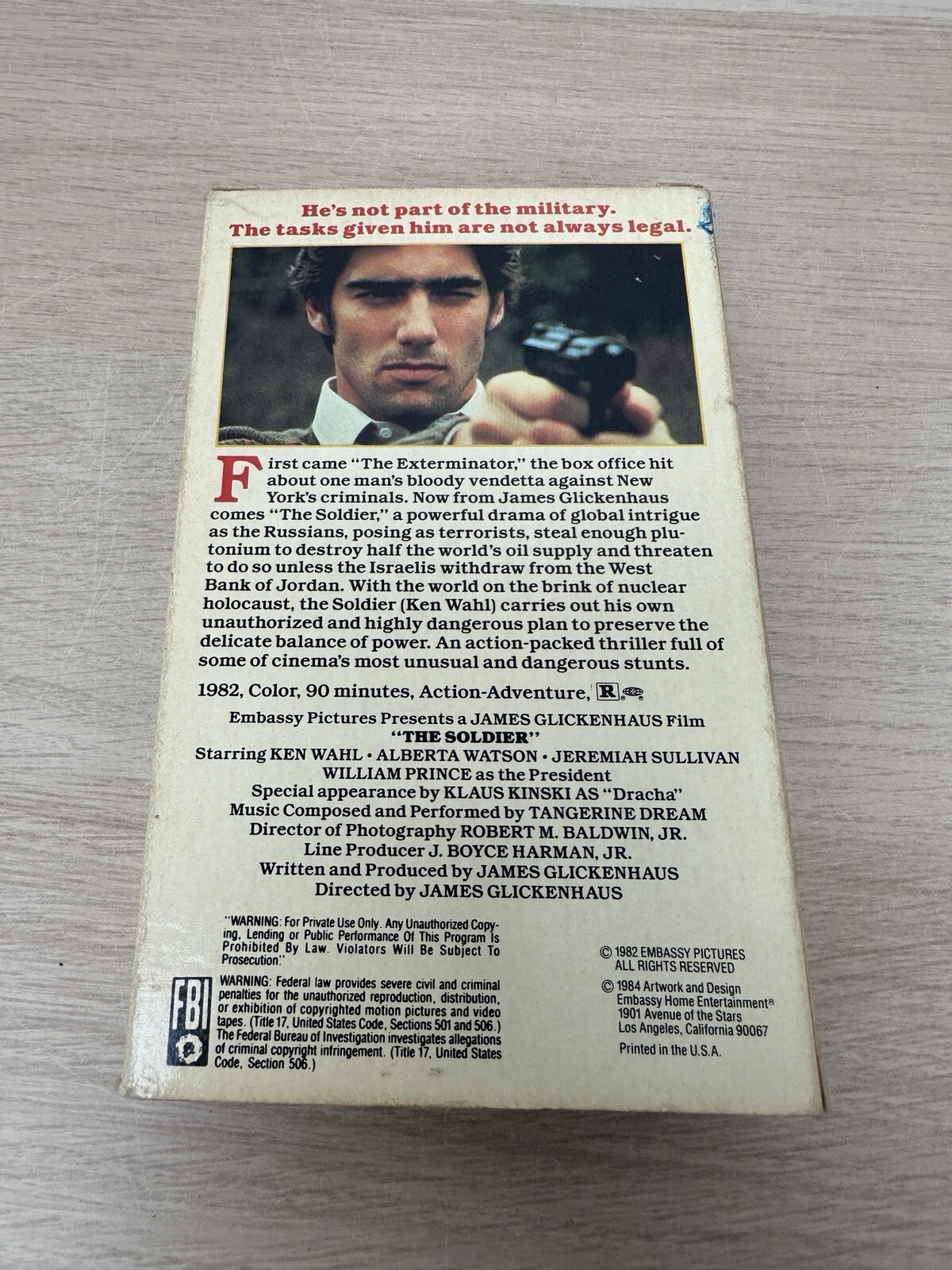 The Soldier (Beta, 1984) Ken Wahl, James Glickenhaus Embassy Home Entertainment
