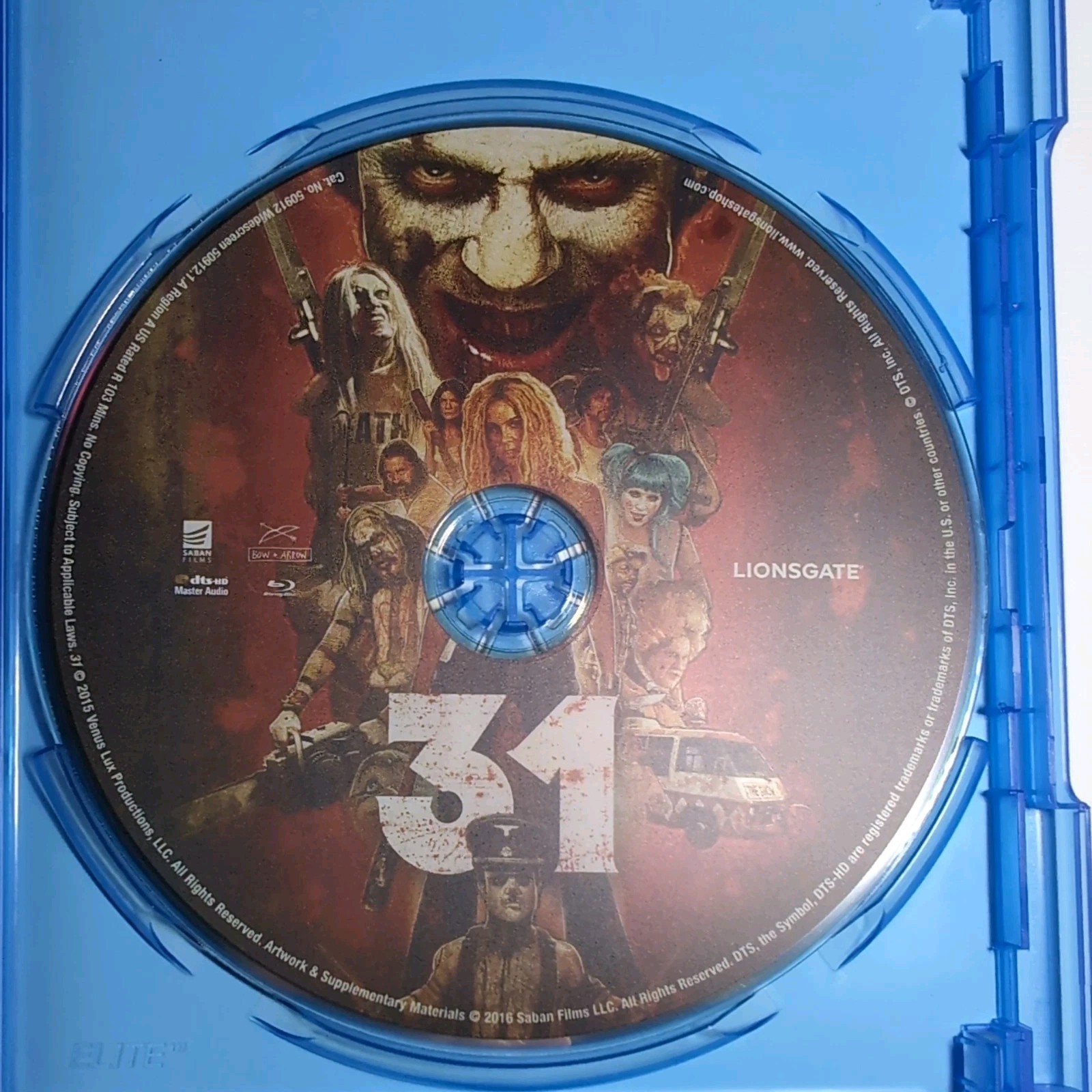 31 (2016 Blu-ray) Horror,Thriller Rob Zombie Film EXTREME VIOLENCE “R” 103 min