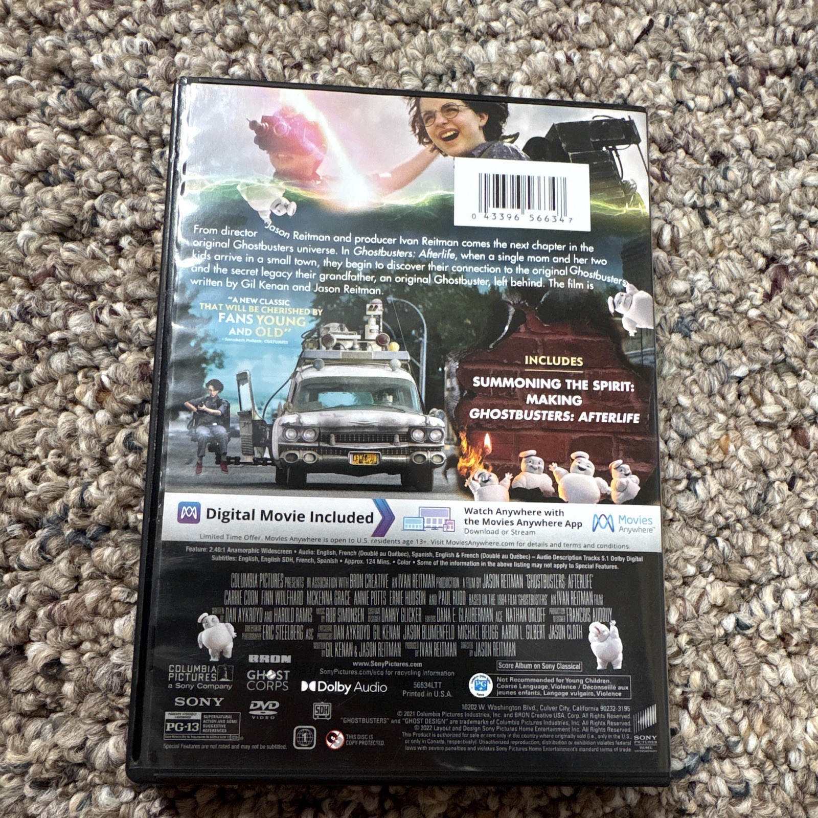 Sony Ghostbusters: Afterlife (2021) DVD PG-13 Digital Copy Wolfhard Reitman