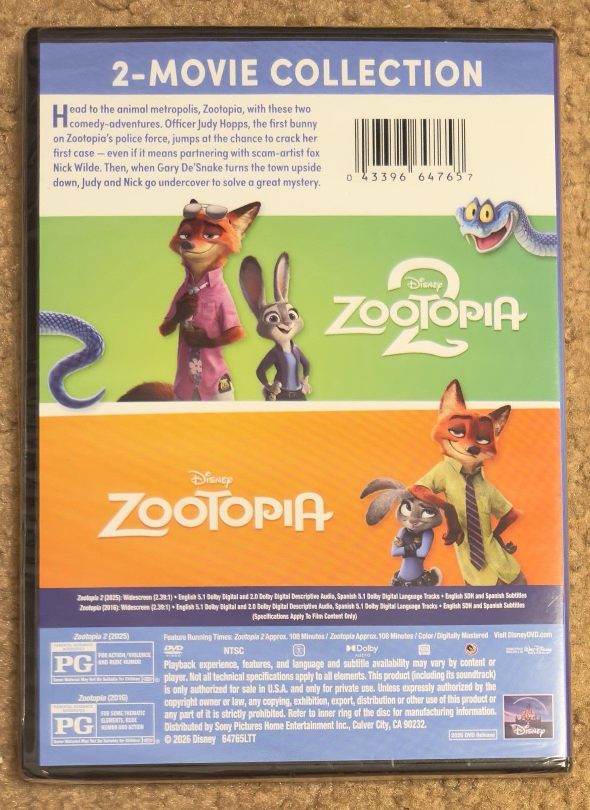 Disney Zootopia 2 + Zootopia DVD 2 Movie Collection Brand New FREE SHIPPING