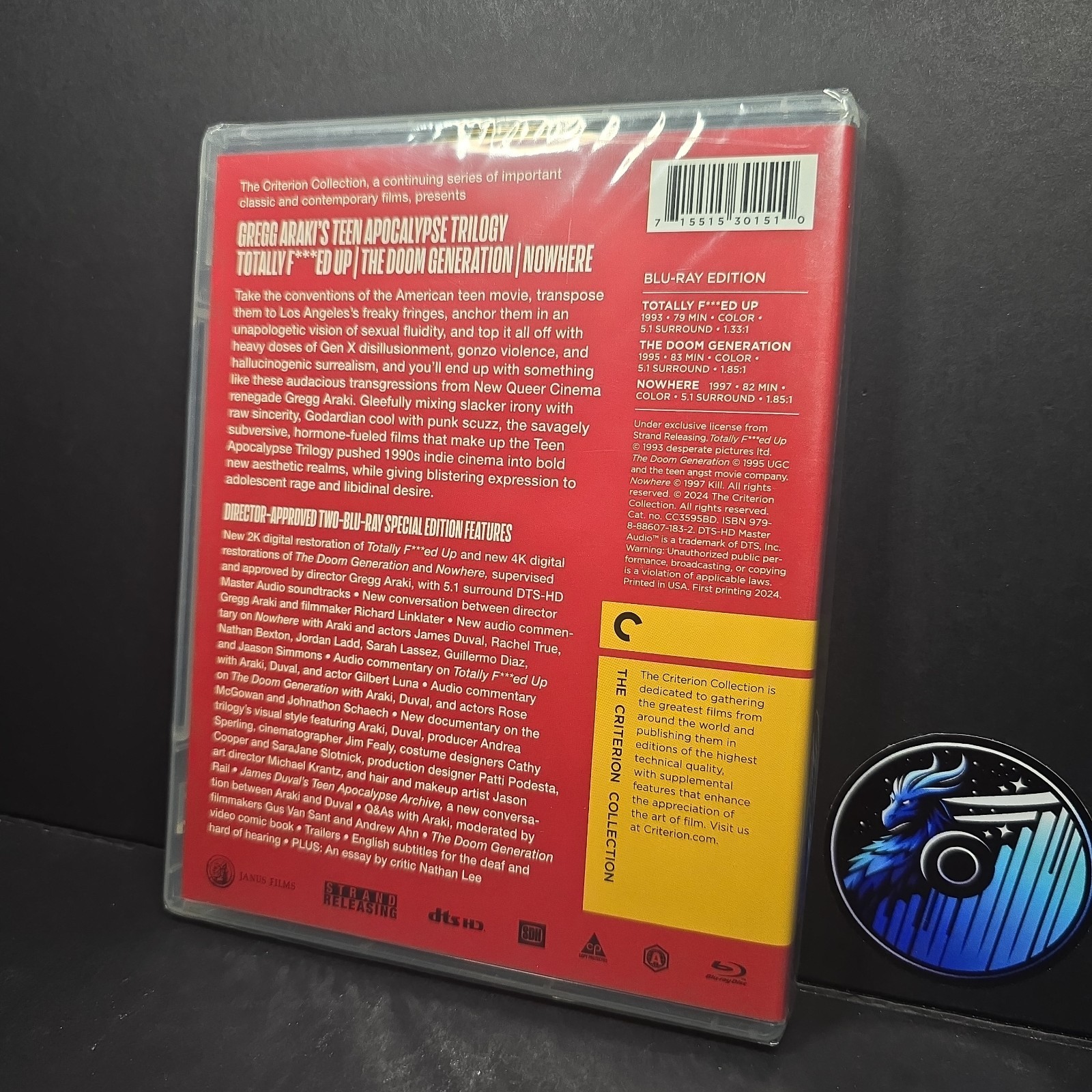 Gregg Araki’s Teen Apocalypse Trilogy (Criterion Collection) Blu-ray NEW LOOSE