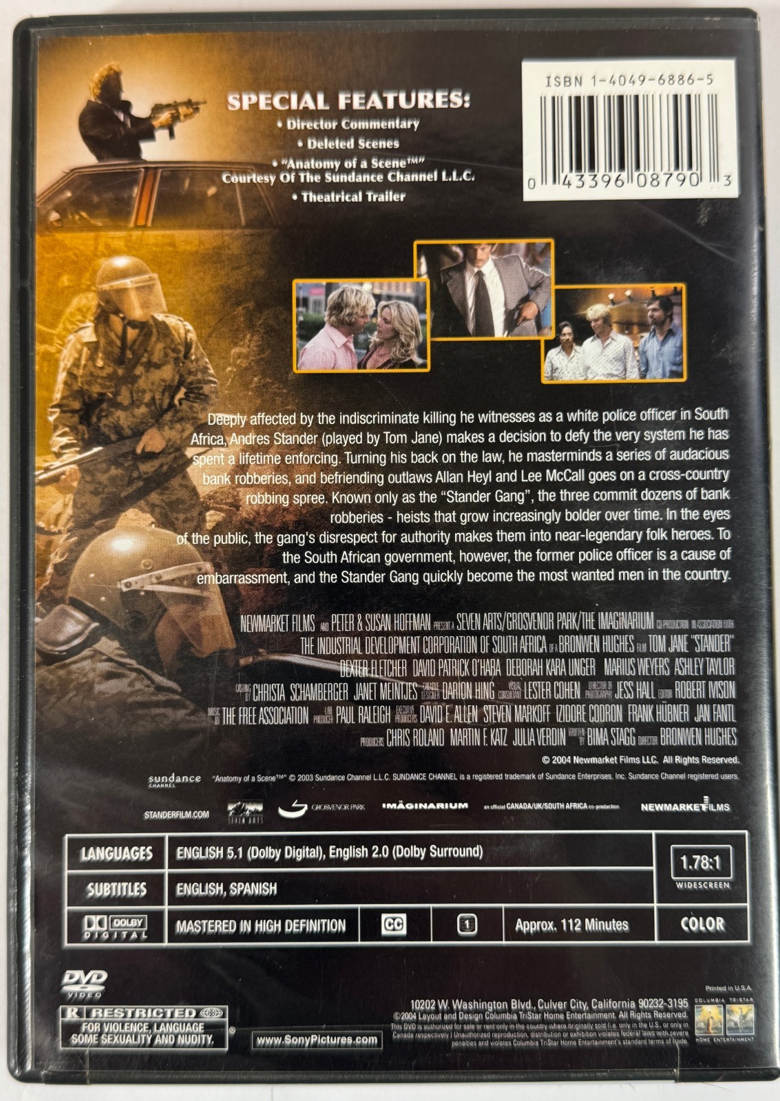 Stander DVD 2004 Tom Jane South Africa Police Crime War Action Thriller