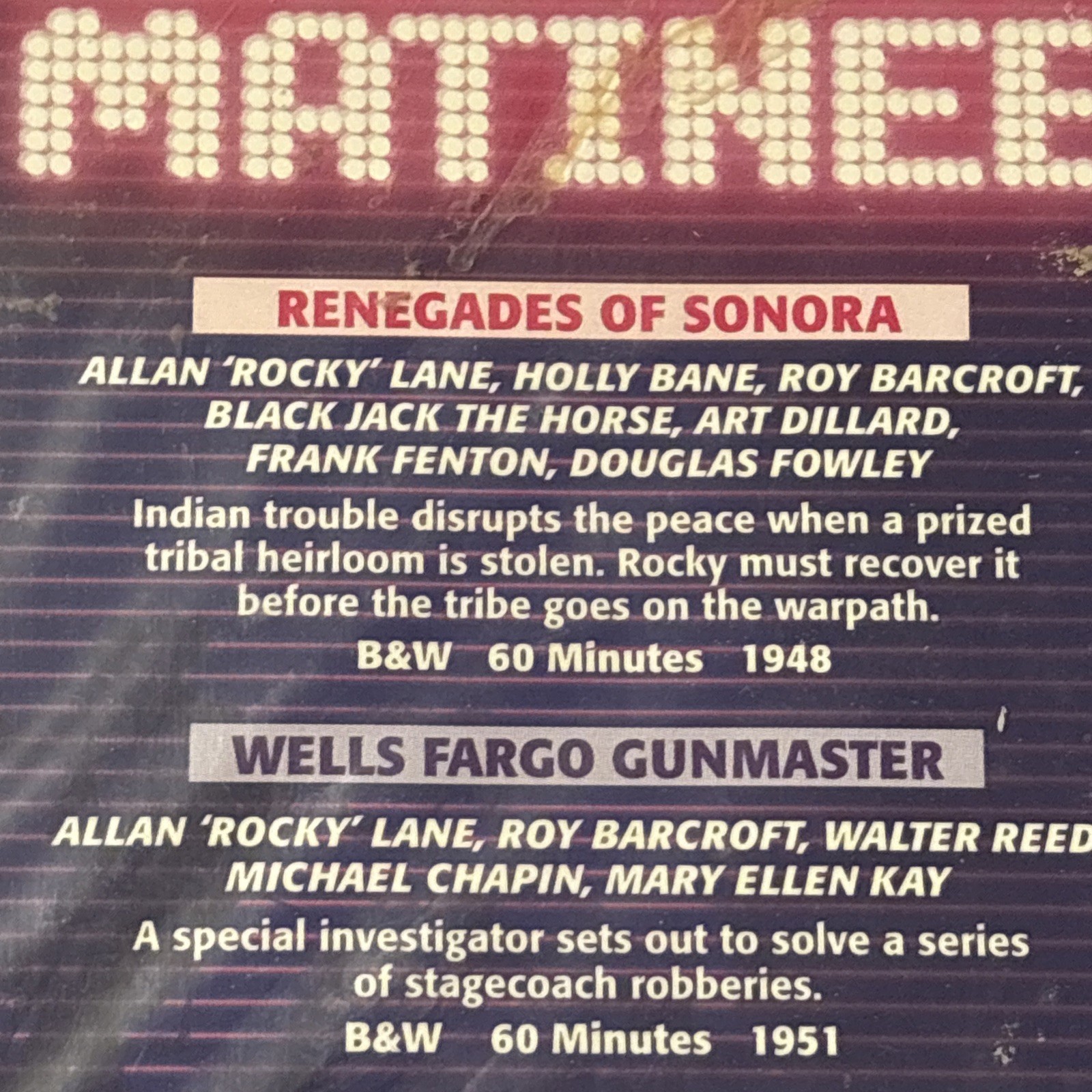 Saturday Matinee Renegades Of Sonora/Wells Fargo Gunmaster Rocky Lane Series DVD