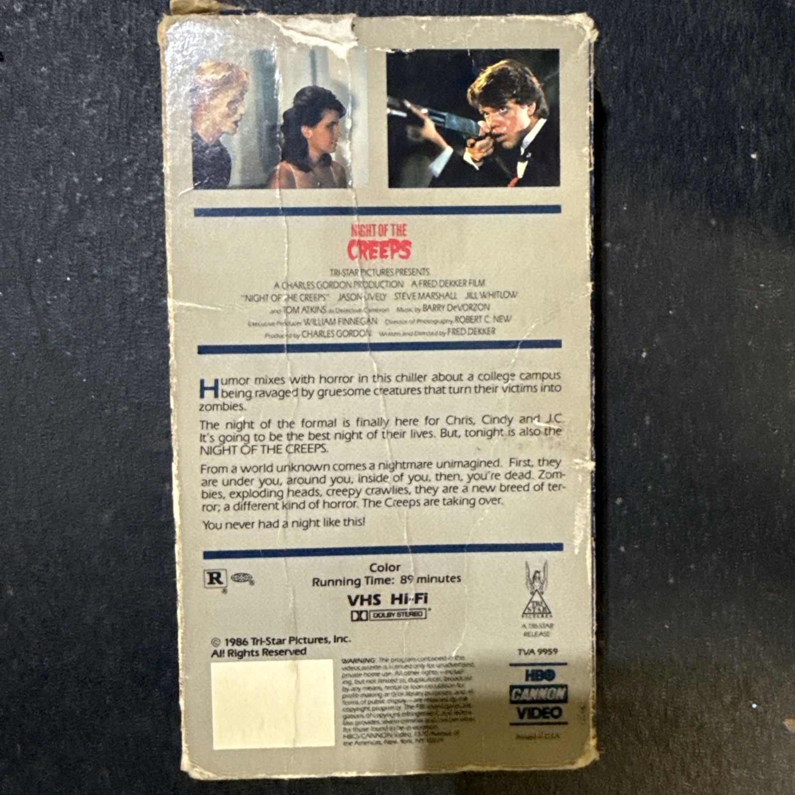 Night of the Creeps VHS 1986 Tri-star Pictures HBO Cannon Video Tape No Barcode