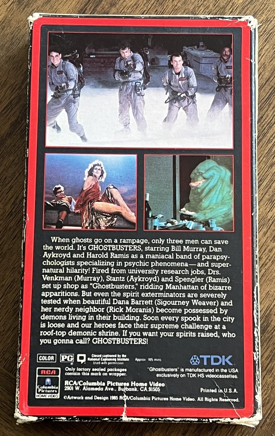 Ghostbusters VHS 1985 Red Border Harold Ramis Bill Murray Dan Aykroyd Columbia