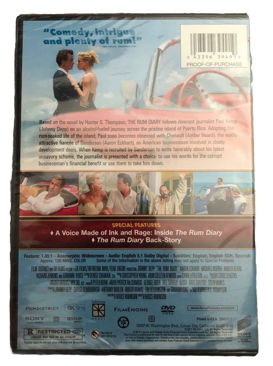 The Rum Diary The Movie – 2012 DVD – Johnny Depp – Brand New Sealed