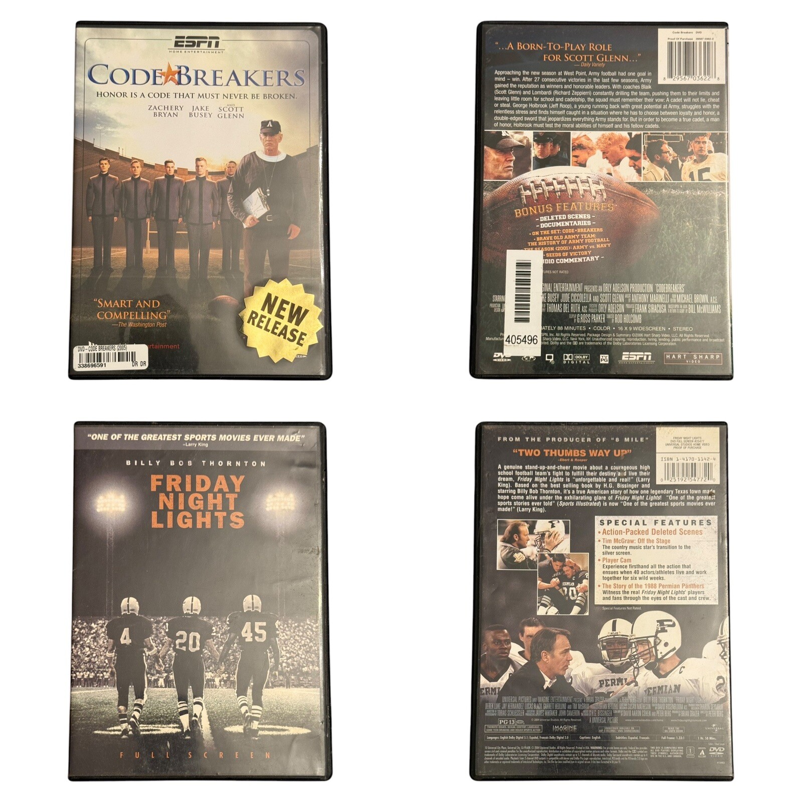 Sports Movie DVD Lot of 12 Rocky Major League Friday Night Lights Good Condition