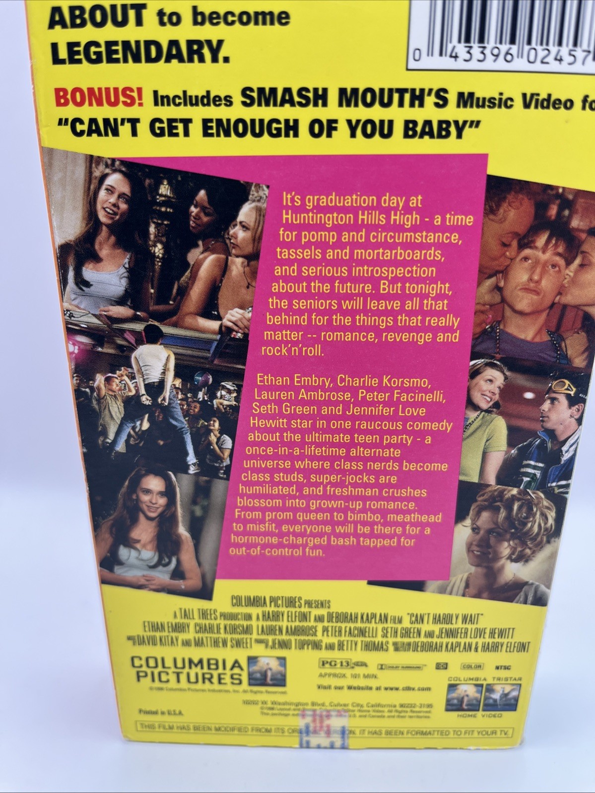 Can’t Hardly Wait VHS 1998 Video Tape Jennifer Love Hewitt Teen Comedy Party