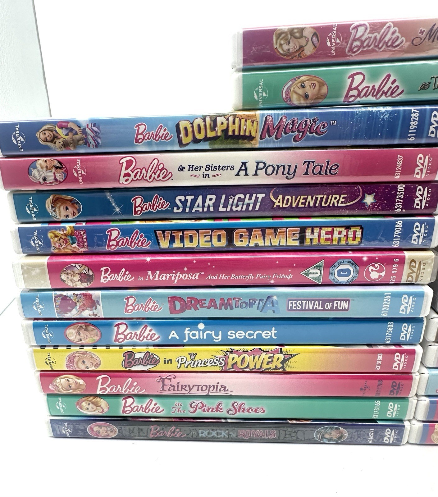 Lot of 24 Mattel Barbie Animated DVD Movie & TV Collection – Clean Discs – READ