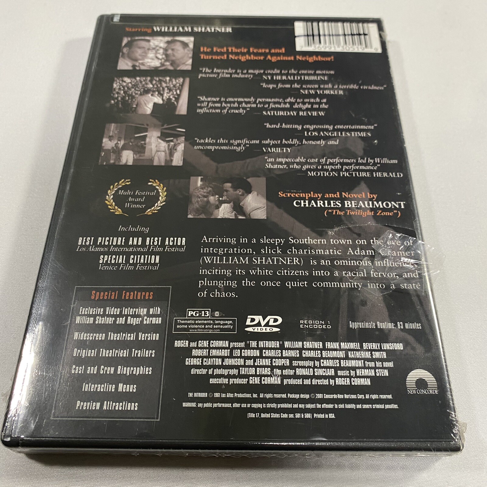 NEW The Intruder 40th Anniversary Edition DVD – William Shatner – SEALED
