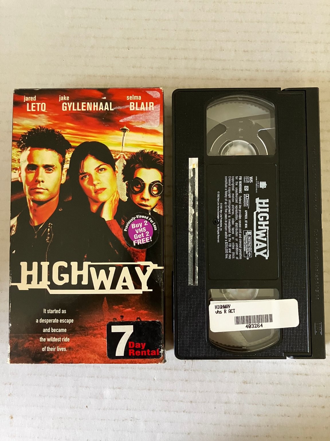 Highway VHS 2002 Crime Drama Jared Leto Jake Gyllenhaal New Line