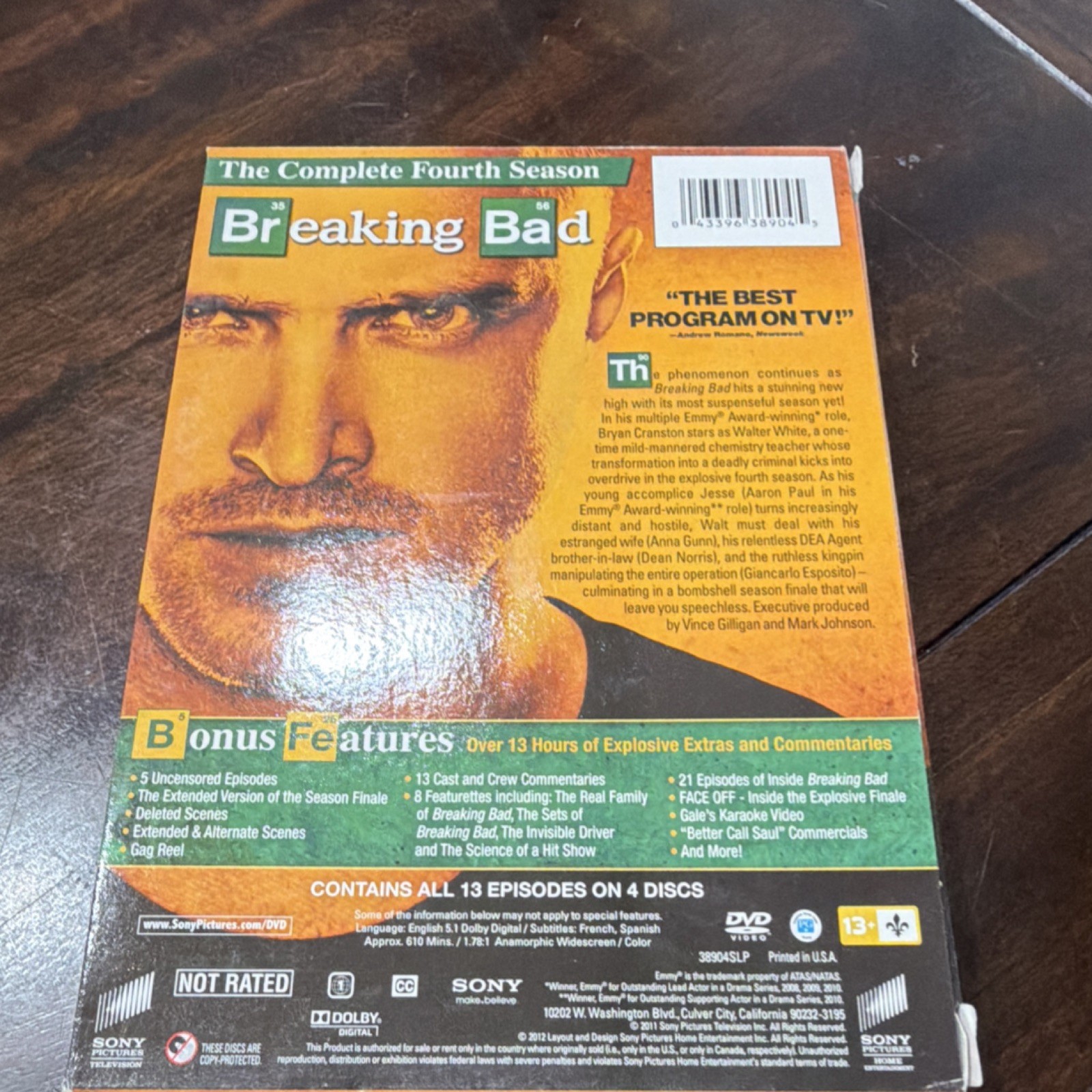 Sony Pictures Breaking Bad Complete Fourth Season DVD Box Set Commentary Bonus