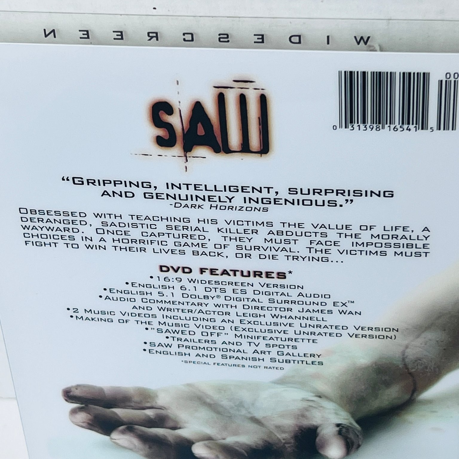 SAW DVD 2004 Widescreen James Wan Cary Elwes Danny Glover Horror Thriller