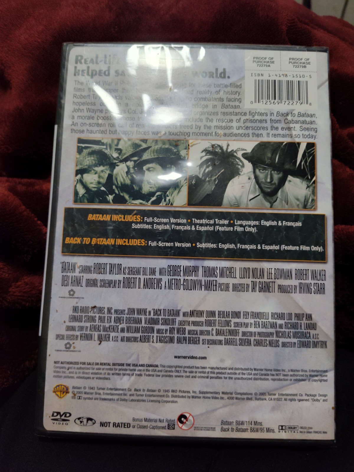 Bataan and Back to Bataan DVD War Double Feature John Wayne NEW and Sealed