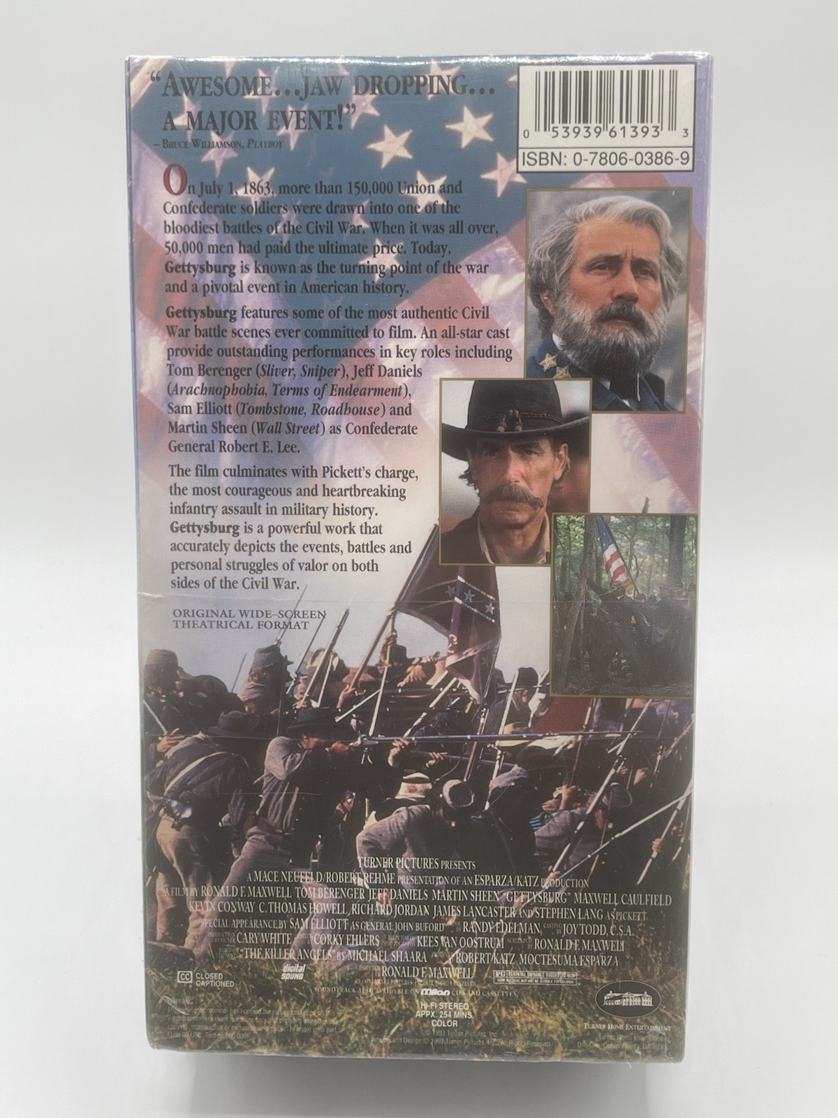 Gettysburg (VHS, 1993) Civil War, Martin Sheen, Jeff Daniels, Sam Elliott-Sealed