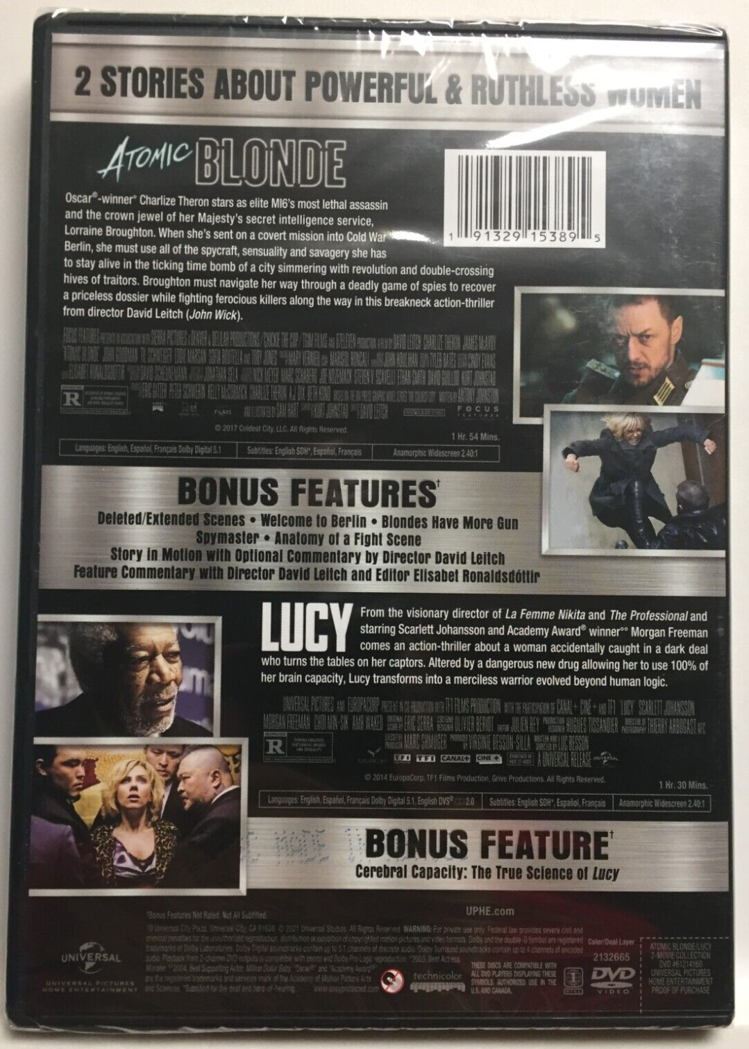 Atomic Blonde / Lucy [2017/2014] (DVD,2021,2-Film,2-Disc,Widescreen) BRAND NEW!