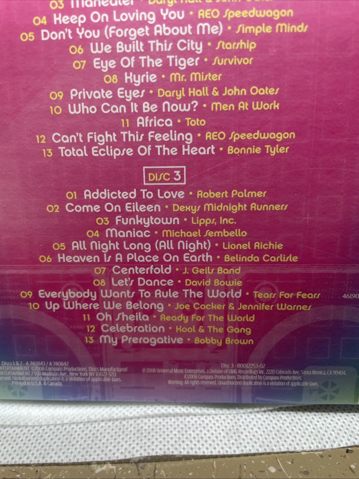#1 Hits of the 80’s – 3 DISC Var Artists (40 SONGS!!) ORIG. ARTIST AND RECORDING
