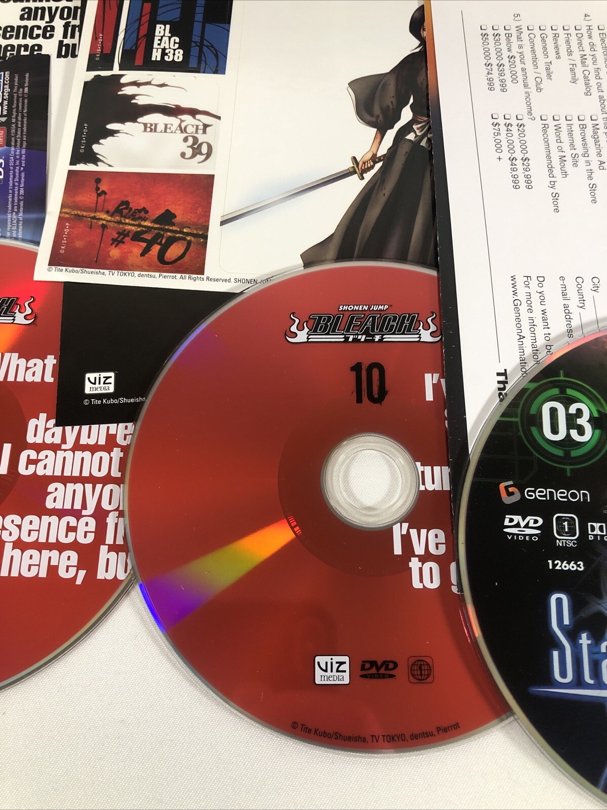 Bleach Anime DVD Set Volumes 5,6,10 Episodes 21-28, 37-41, Coyote Ragtime, Stars