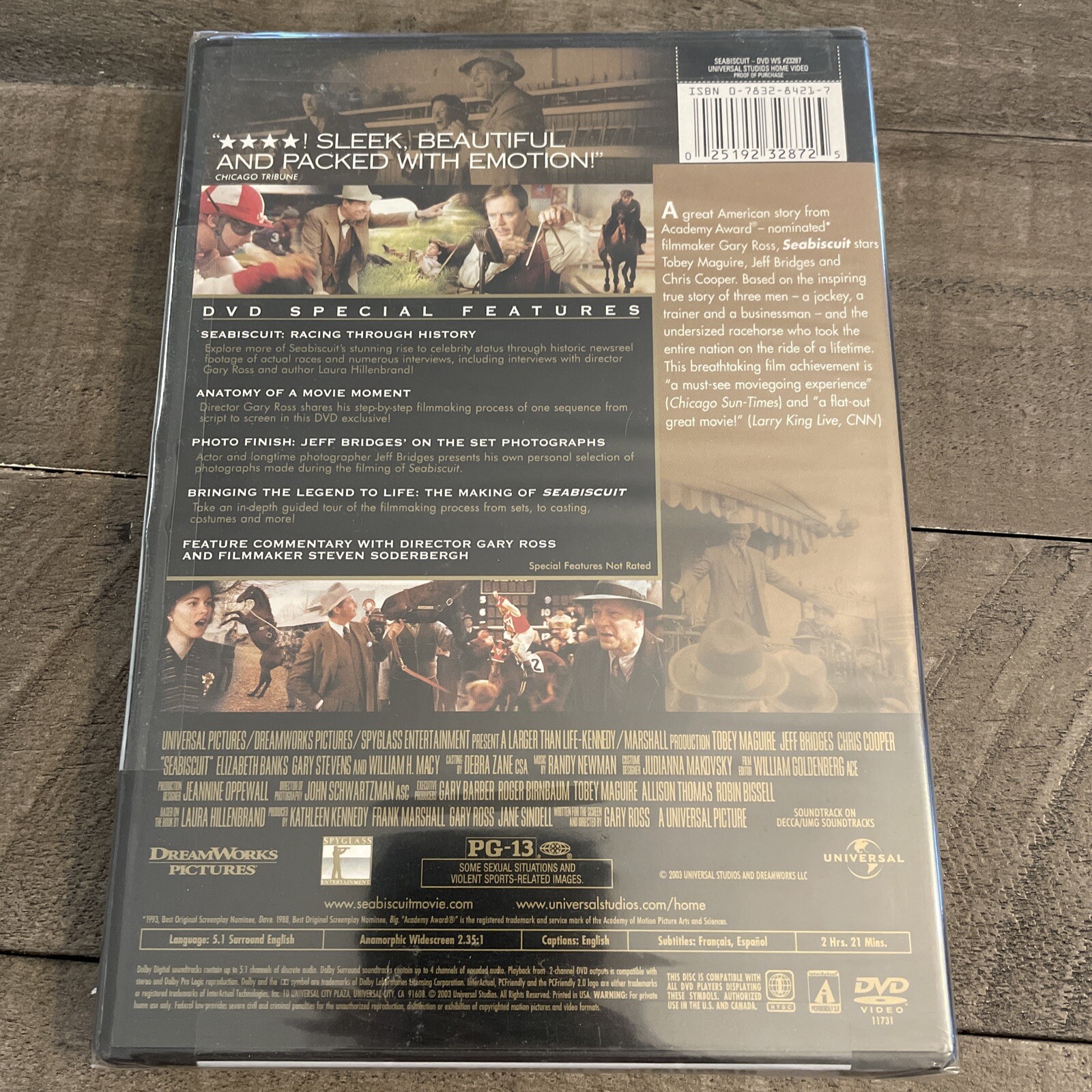 Seabiscuit (DVD, 2003, Widescreen) NEW! Sealed! Tobey Macguire, Jeff Bridges