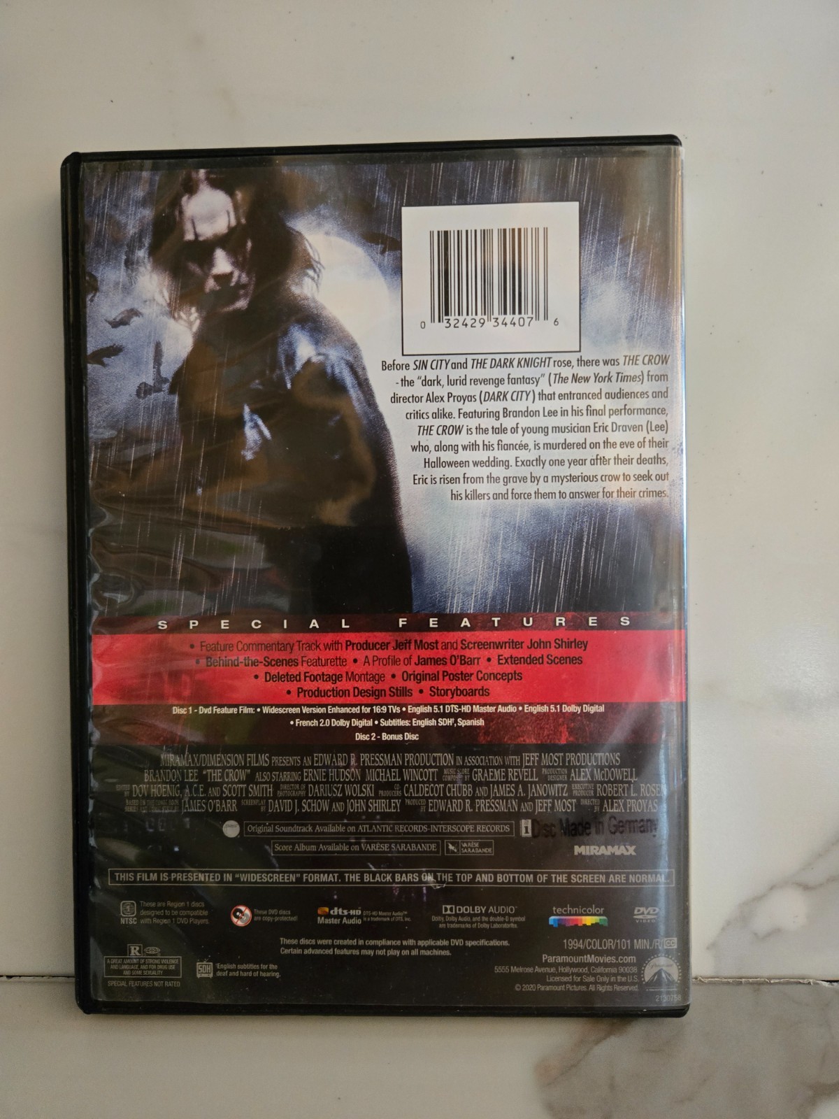 The Crow DVD Movie with Brandon Lee 1994