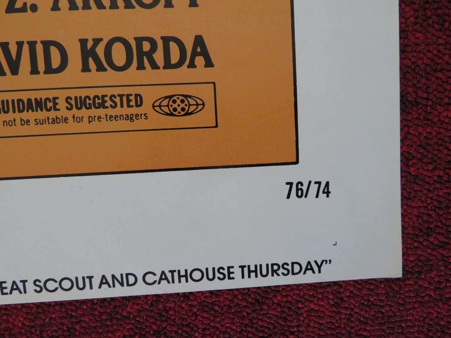THE GREAT SCOUT AND CATHOUSE THURSDAY FOLDED US ONE SHEET POSTER OLIVER REED ’76
