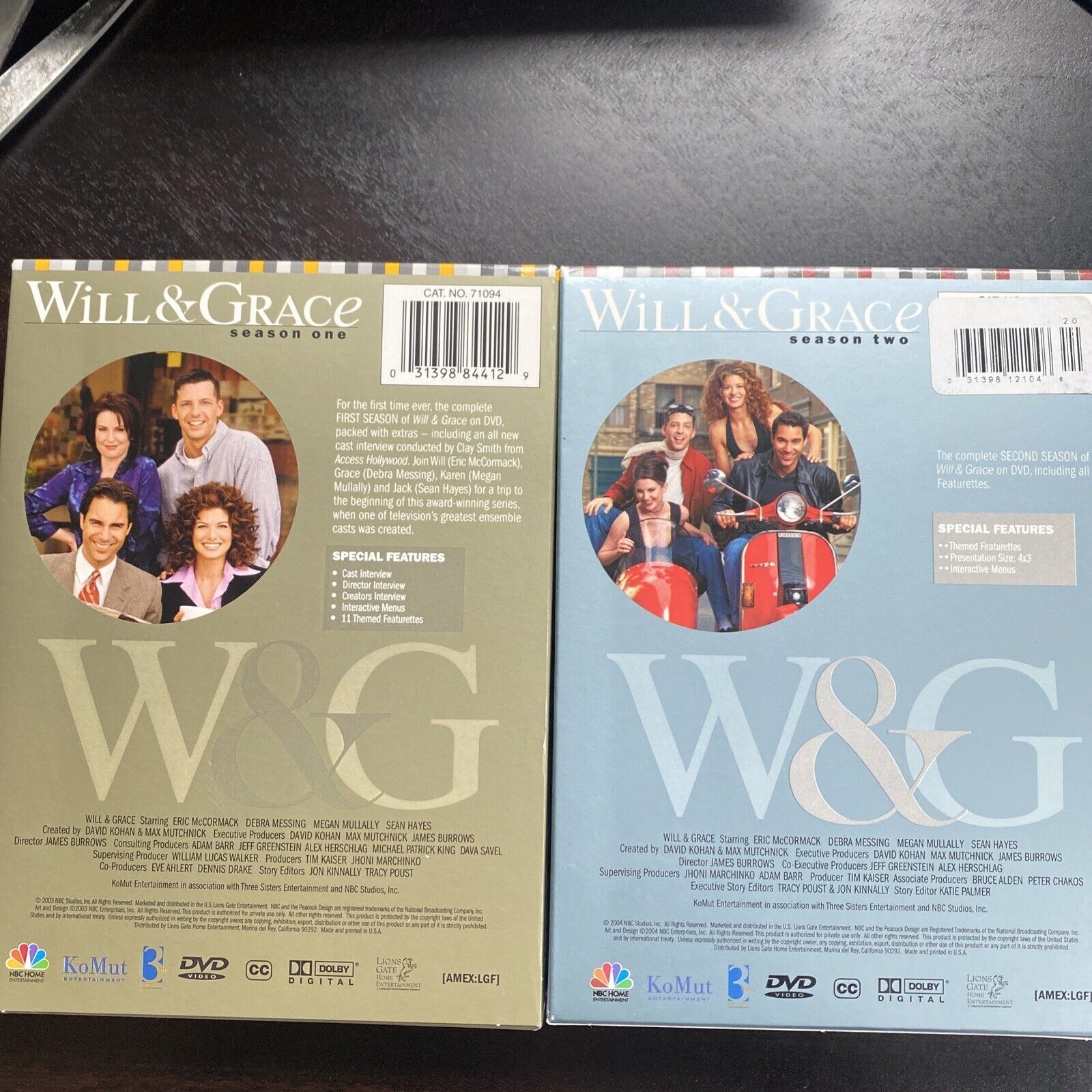 Will & Grace Lot Of Season 1 & 2 DVDs