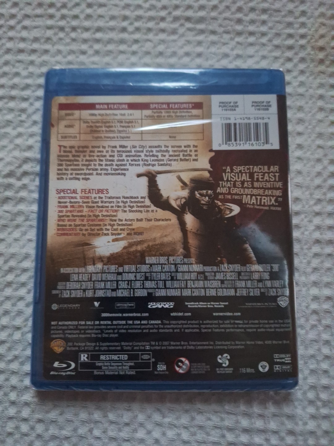 300 (Blu-ray Disc 2007, W/S) Gerard Butler NEW Sealed Free Shipping !!!