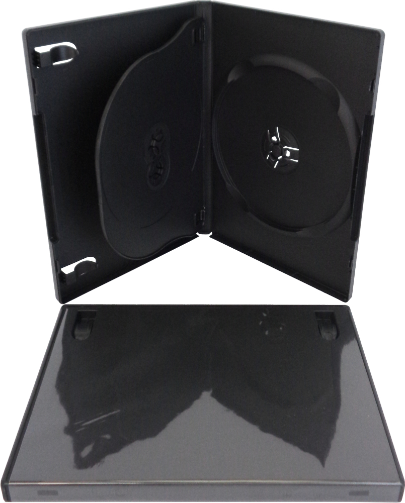 (10) Black Triple 3 DVD 3DVD Disc Cases Boxes SLIM 14mm Hinged Tray #DV3R14BKWT
