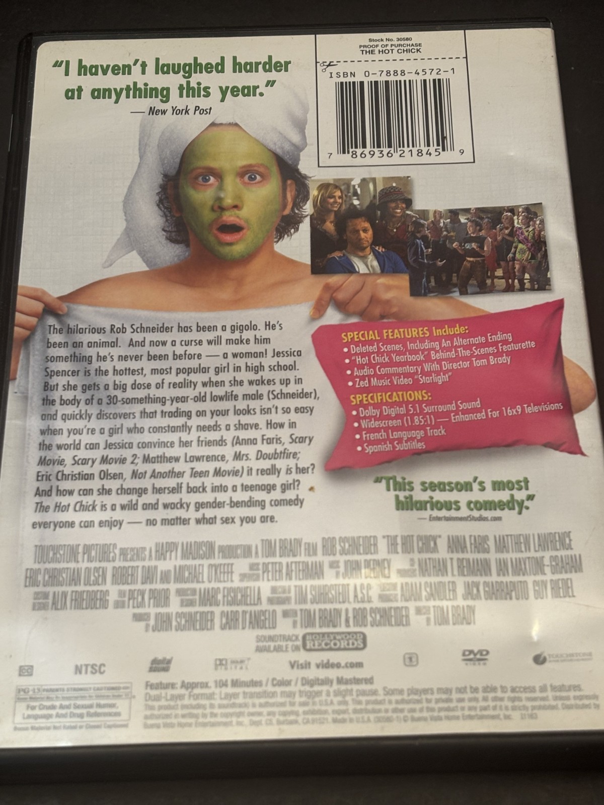 The Hot Chick DVD Rob Schneider Rachel McAdams 2000s Comedy Movie