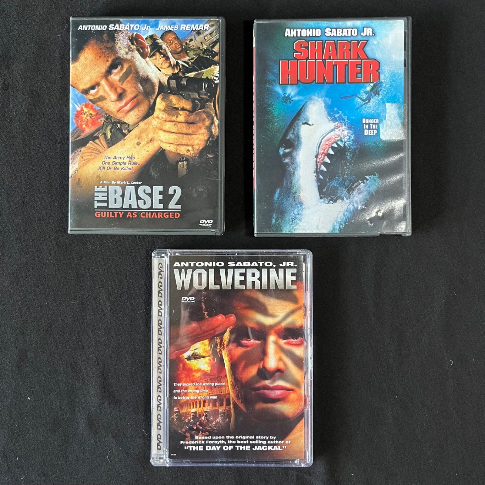 LOT 3 Antonio Sabato Jr DVDs Guilty As Charged Shark Hunter Wolverine The Base 2