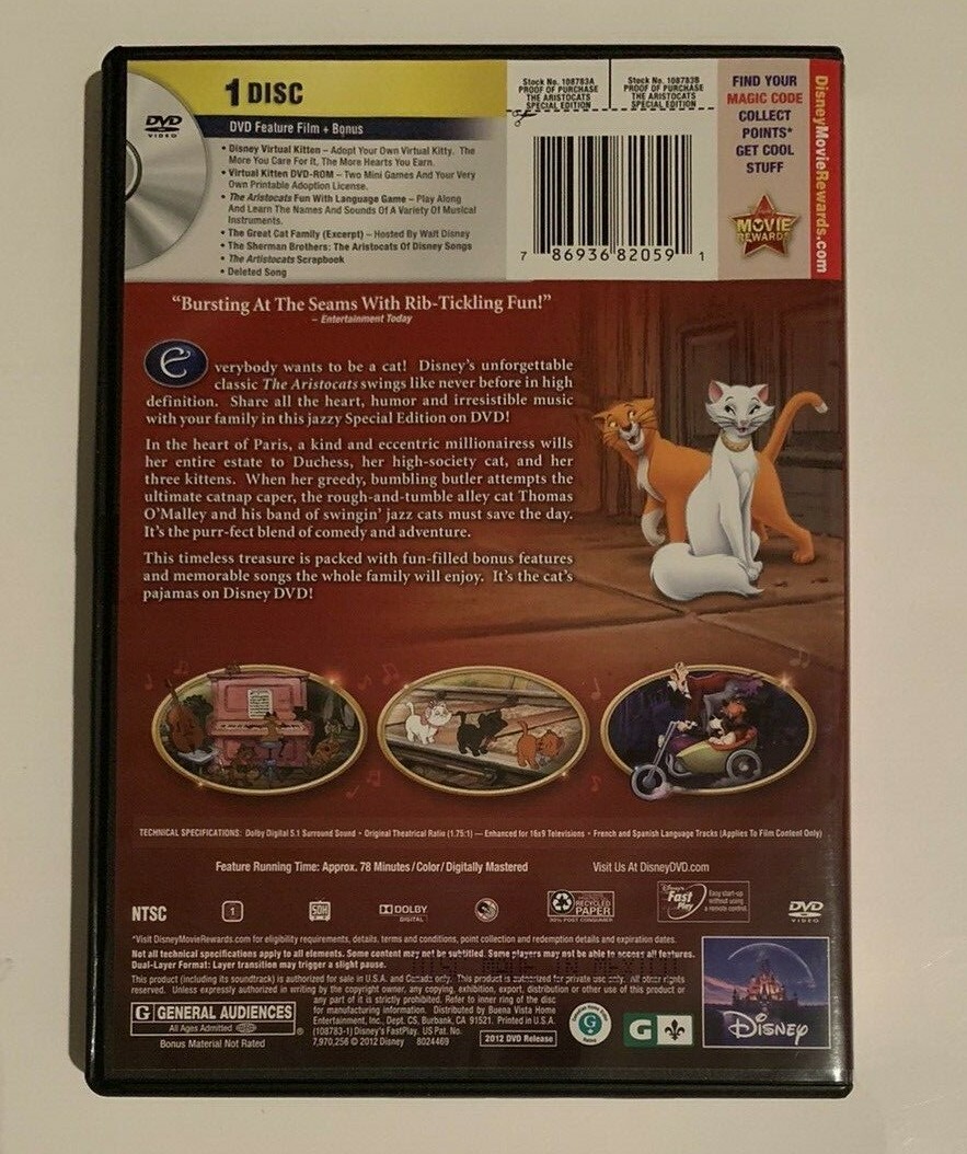Disney The Aristocats DVD Special Edition Funny Humor Animation