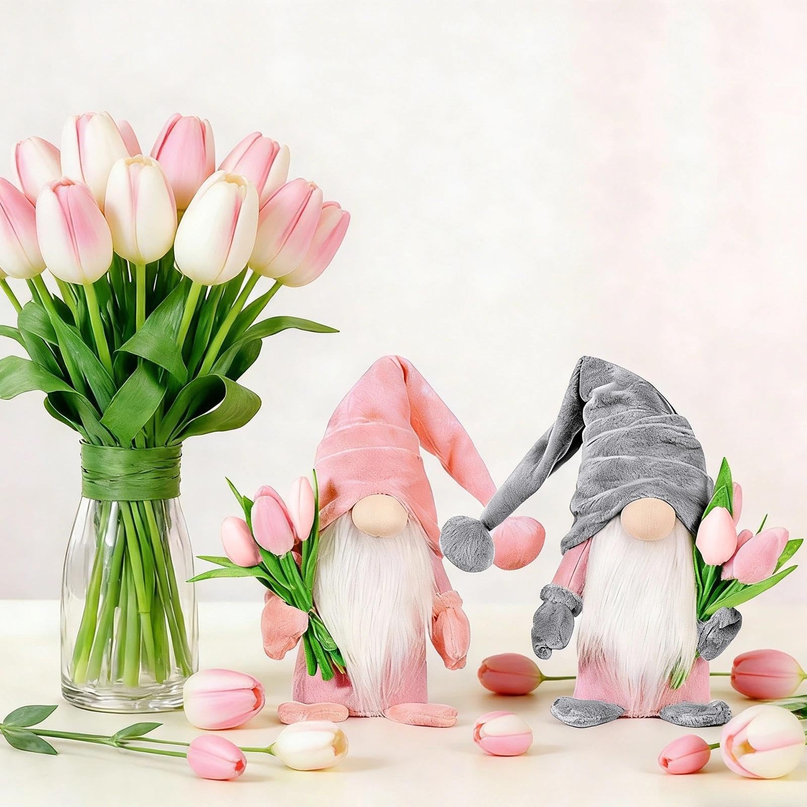 2 PCS Gnomes 14 inches (H) x 4.7 (L) x 3.5 (W), Pink