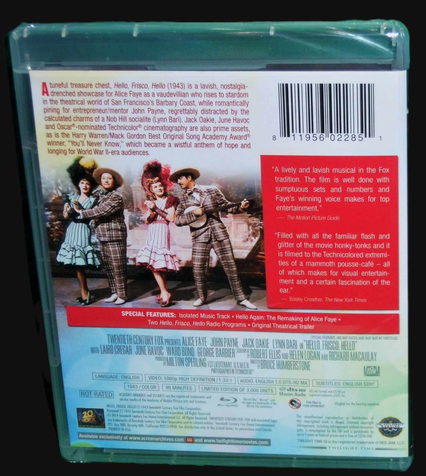 NEW RARE OOP TWILIGHT TIME ALICE FAYE HELLO FRISCO HELLO MUSICAL BLU RAY 1943
