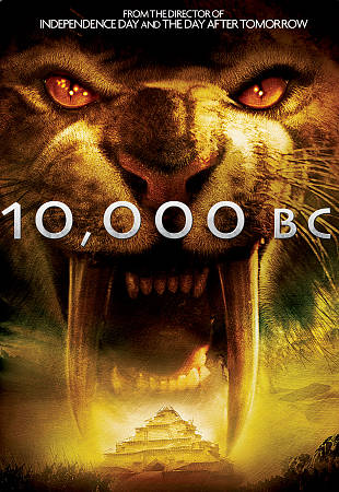 10,000 BC – WIDESCREEN & FULL-SCREEN DVD + PREHISTORIC SABERTOOTH DVD – TIN CASE