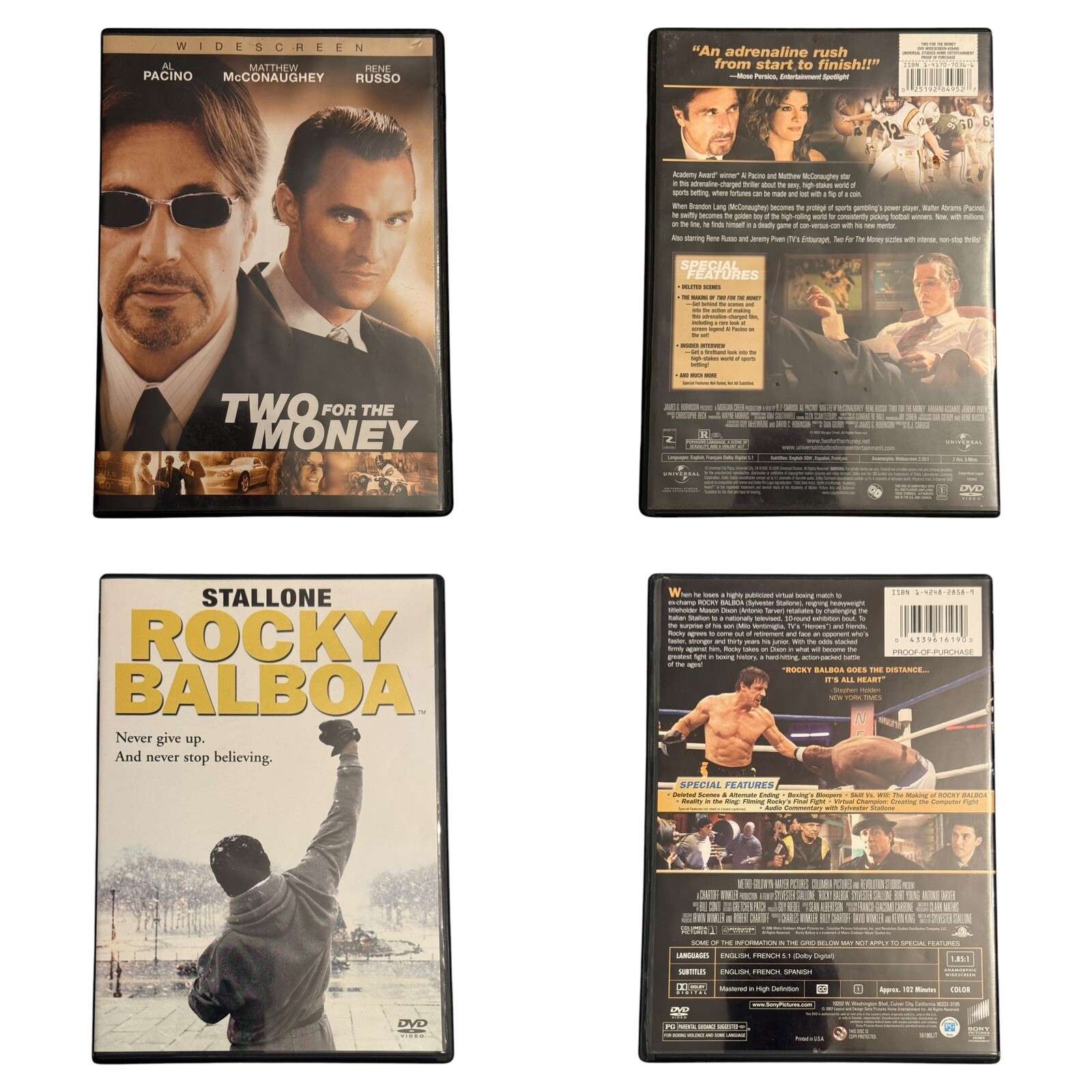 Sports Movie DVD Lot of 12 Rocky Major League Friday Night Lights Good Condition