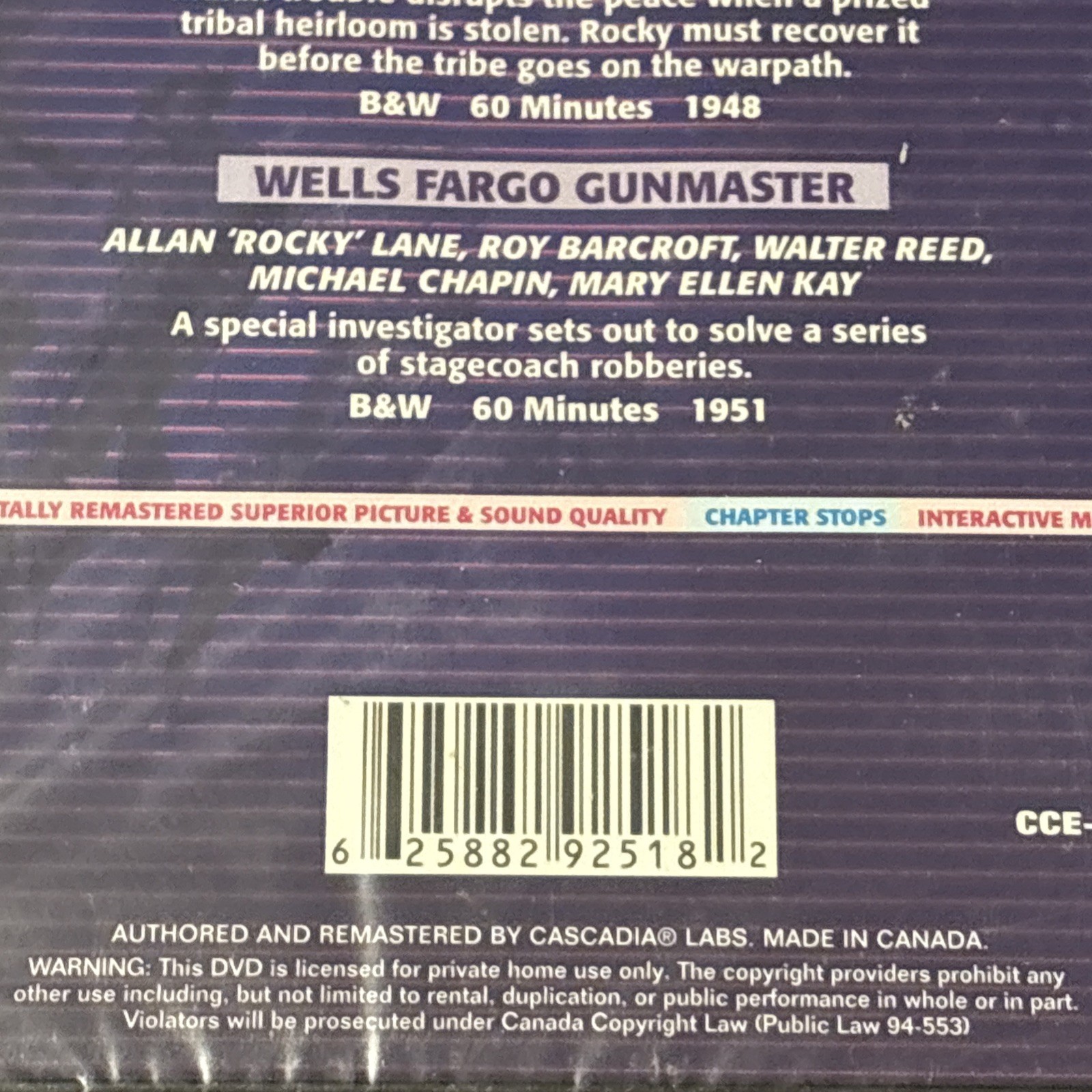 Saturday Matinee Renegades Of Sonora/Wells Fargo Gunmaster Rocky Lane Series DVD