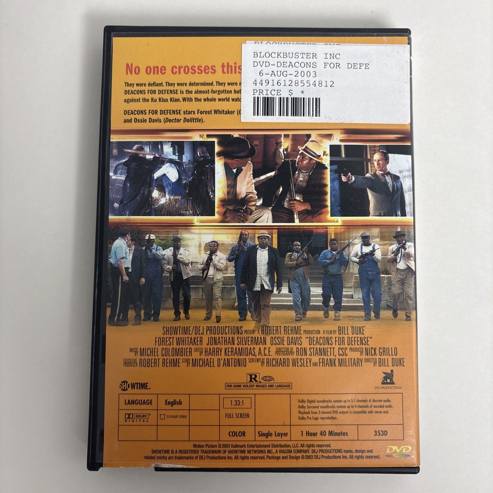 Deacons for Defense (DVD, 2003) Forest Whitaker Ossie Davis Jonathan Silverman