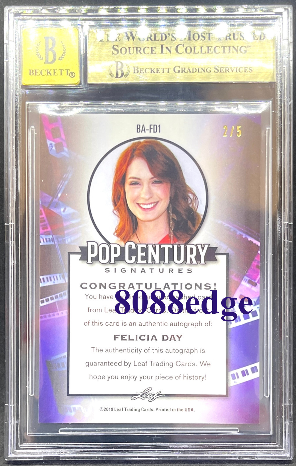 2019 POP CENTURY AUTO: FELICIA DAY #2/5 AUTOGRAPH SUPERNATURAL/BUFFY BGS 9.5 GEM