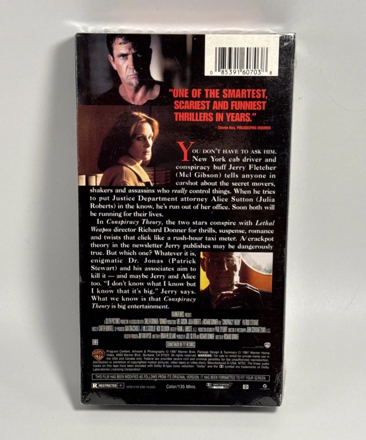 Conspiracy Theory VHS 1997 Factory Sealed Mel Gibson Julia Roberts Warner Bros