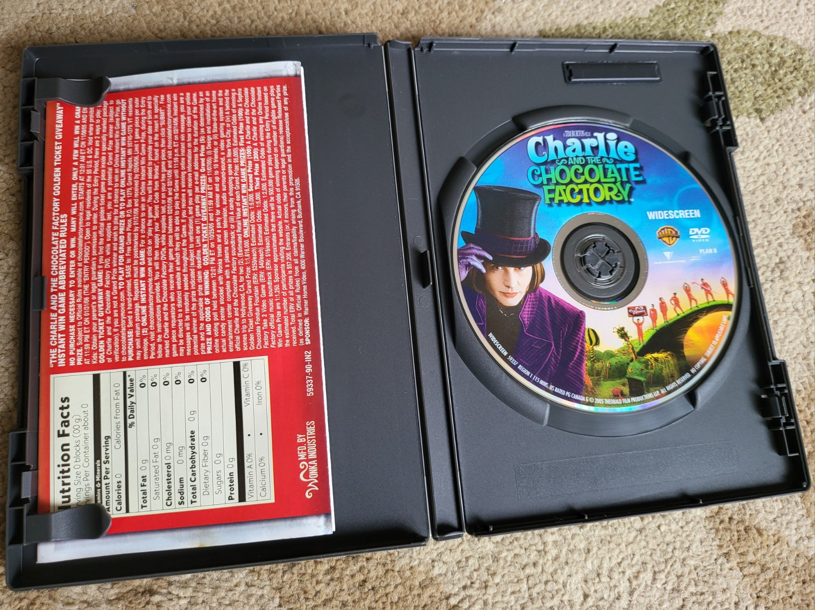 CHARLIE & THE CHOCOLATE FACTORY (2005) JOHNNY DEPP DVD LIKE NEW!