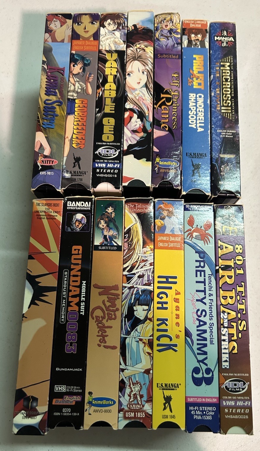 Lot of 14 Anime VHS Tapes Macross II Cinderella Rhapsody Variable Geo Gundam Etc
