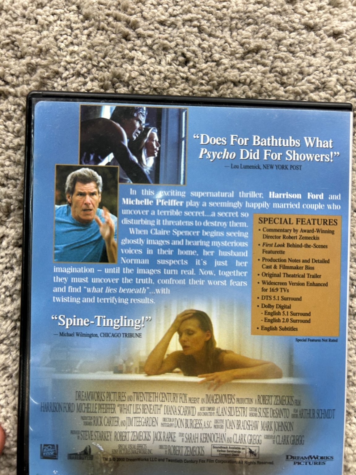 What Lies Beneath DVD 2000 Harrison Ford Michelle Pfeiffer Robert Zemeckis