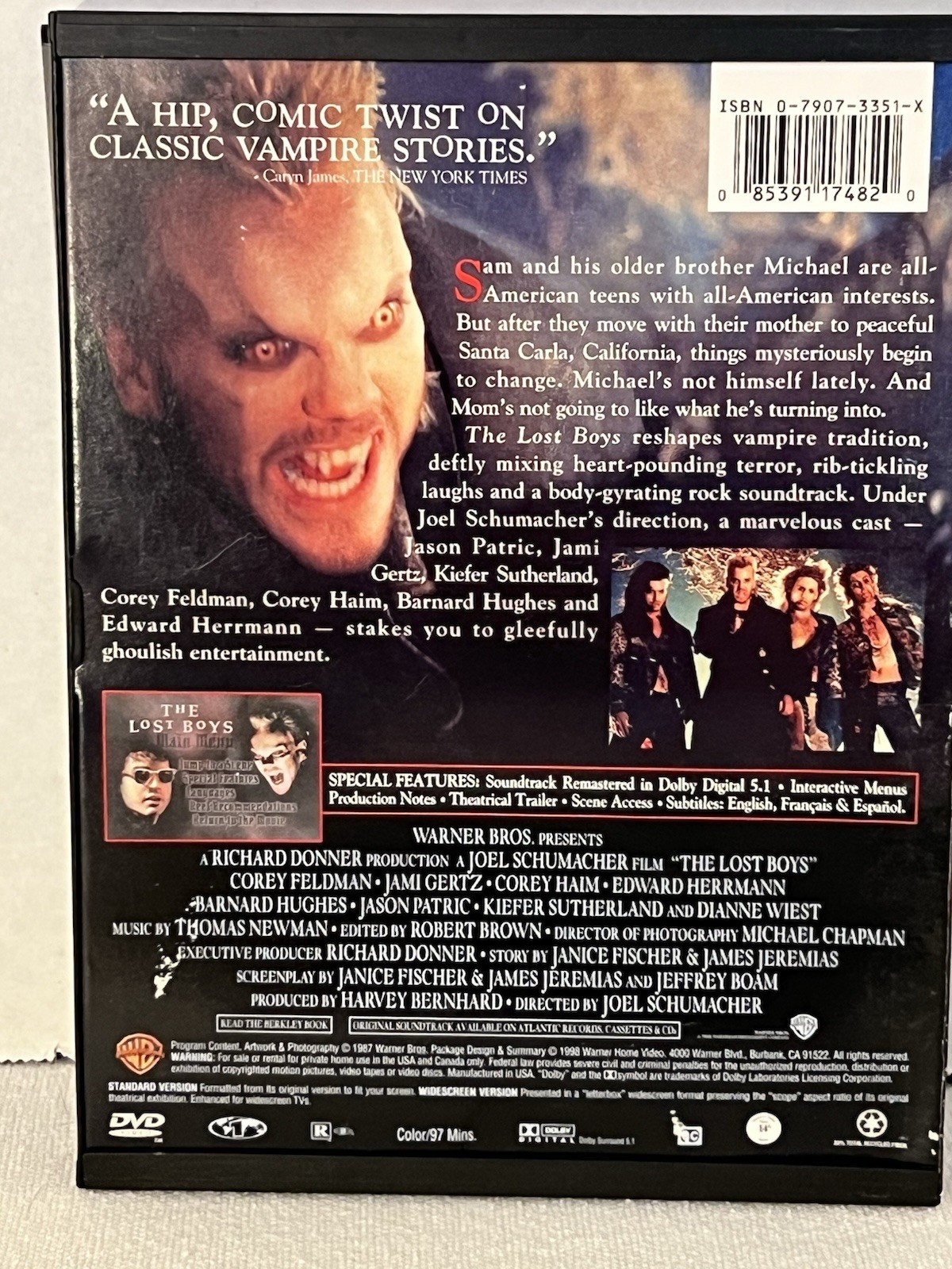 The Lost Boys DVD Standard/Wide Screen Very Good Condition