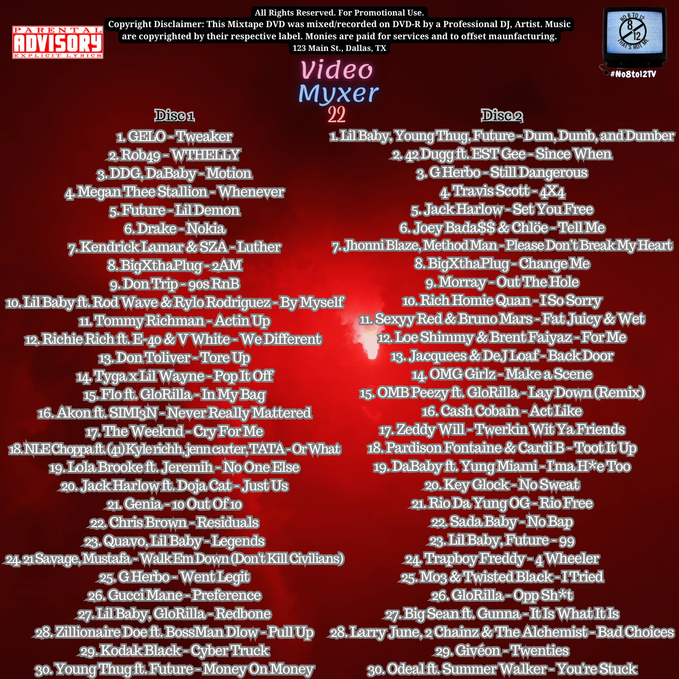 #No8to12TV Video Myxer 22 * 60 official Rap, Hip-Hop, R&B music videos *2 DVDs*