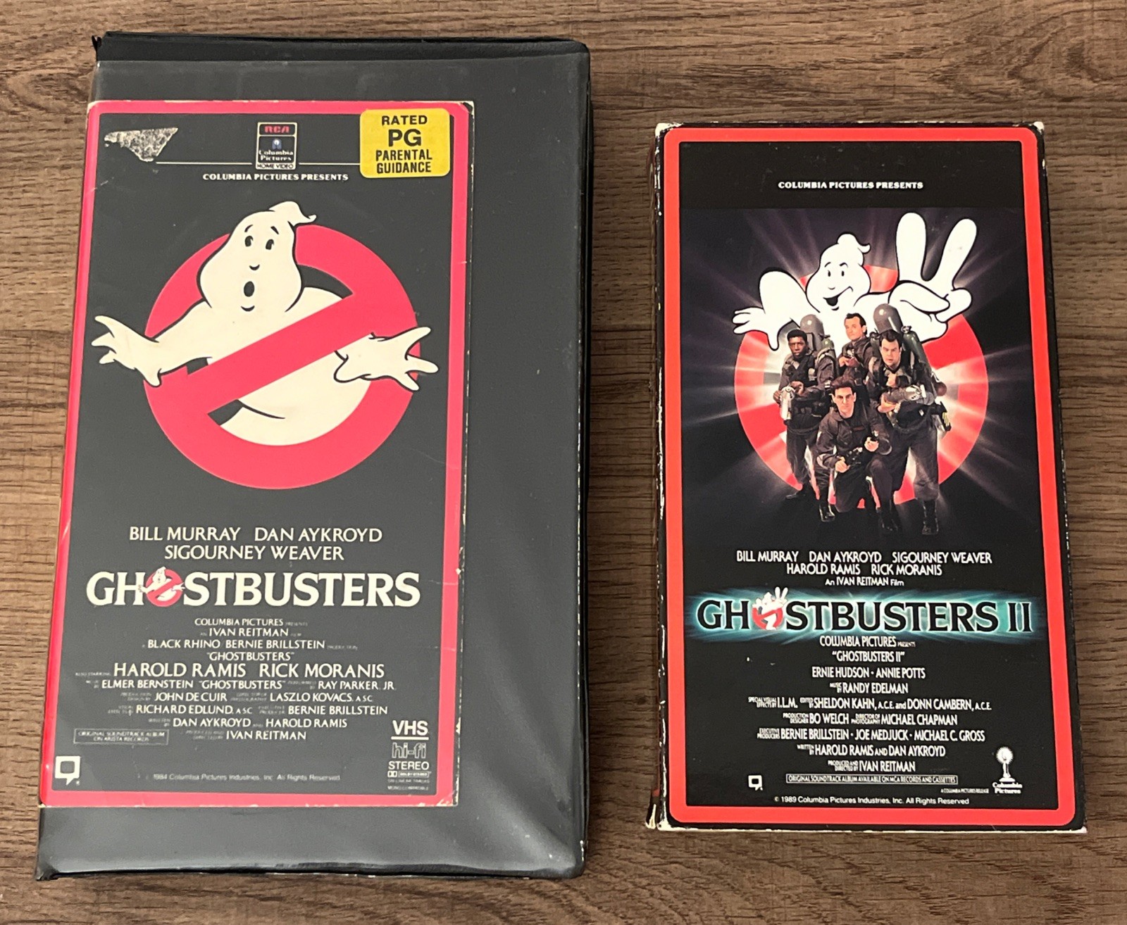 Ghostbusters VHS First Release Raised Logo Cut Box W/ Ghostbusters 2 TESTED