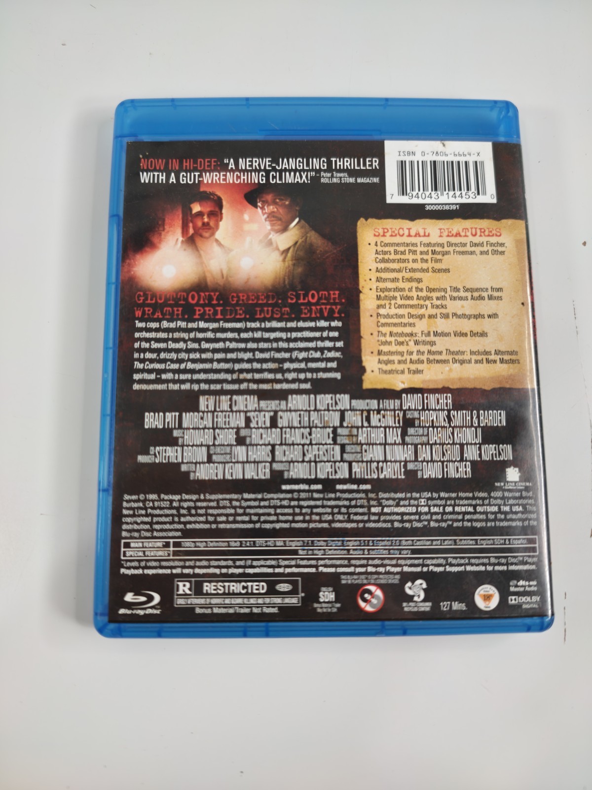 Seven (Blu-ray Disc, 1995, Se7en) GUC TESTED!